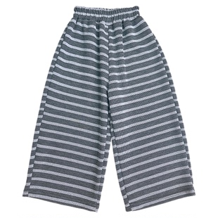 儿童时尚休闲裤中大童阔腿裤春秋季百搭条纹裤女童宝宝洋气糯米裤