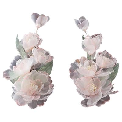 古风绢纱花朵对夹手工