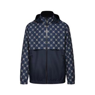 【舒适防风】比音勒芬秋季男士菱格老花拼接连帽夹克外套高级感