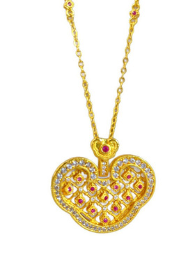 中古点钻花丝镂空如意锁包手链