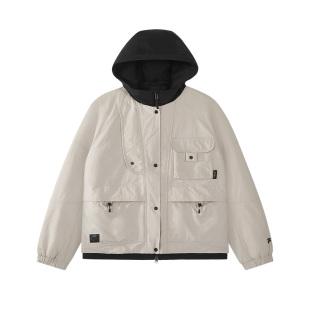 FILA FUSION斐乐潮牌棉服女2026春新款休闲宽松拼色外套连帽夹克