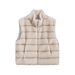 程潇同款冬季立领仿貂皮马甲女2026秋冬新款气质保暖无袖毛毛外套