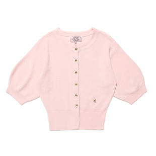 [张元英同款]ROLAROLA2025新款法式泡泡袖短袖针织开衫T恤女