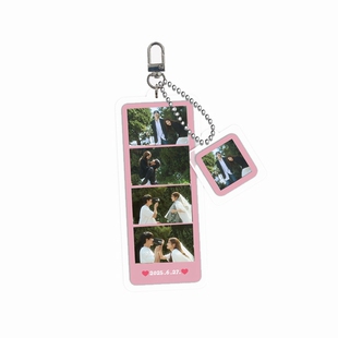 情侣照片亚克力定制钥匙扣宝宝宠物明星卡通来图订制挂件diy挂饰