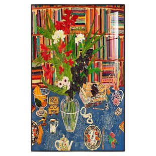 多巴胺玄关装饰画马蒂斯小众艺术挂画中古风客厅抽象大幅落地壁画