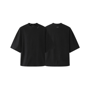 G版高品 正确字母 王嘉尔同款短袖领口钢眼硅胶立体重磅纯棉简约