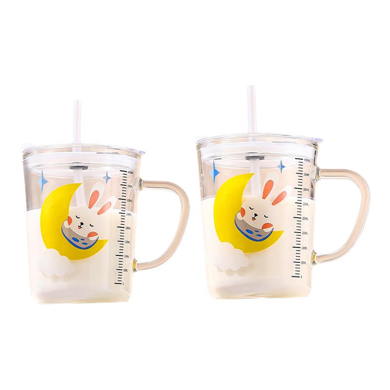 儿童牛奶杯刻度杯子早餐喝奶杯宝宝冲泡奶粉专用带吸管玻璃杯水杯