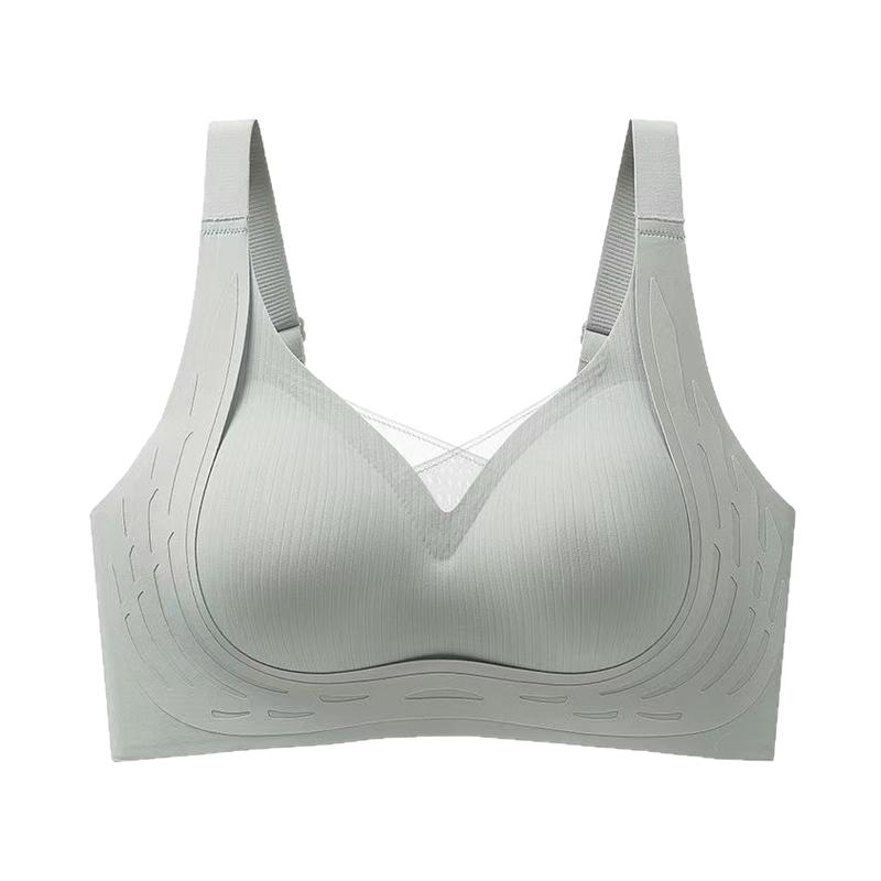 乳胶无痕运动内衣女薄防下垂收副乳大胸显小胸聚拢睡眠调整型文胸