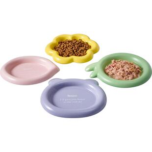 hocc韩式陶瓷碗猫咪吃饭幼猫食盆罐头零食餐盘矮脚猫碟盘子宠物碗
