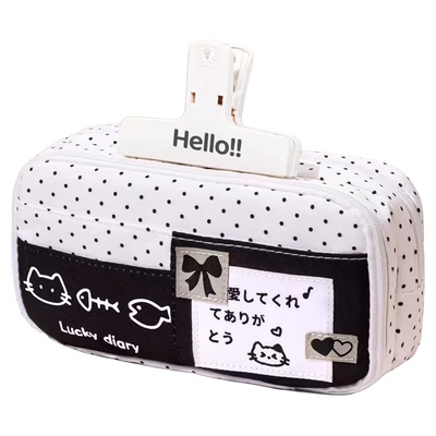 笔袋女大容量学生文具袋复古波点多层文具收纳袋2026新款学习用品