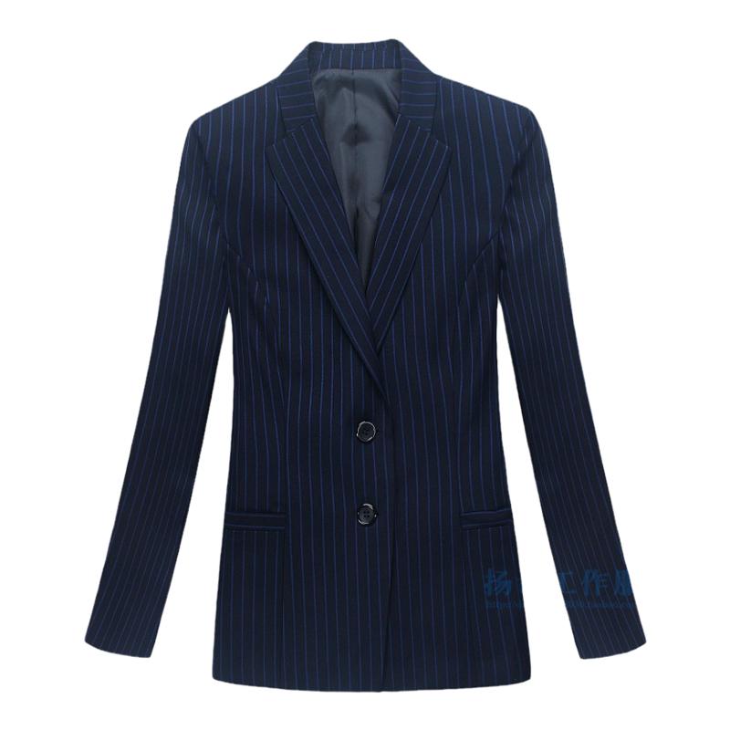 建行工作服条纹西装套装