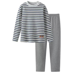 英博伦青少年秋衣秋裤中领薄款纯棉打底男大童内衣套装a类半高领