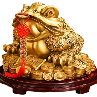 黄铜金蟾摆件铜三足三脚金蟾蜍金蝉店铺办公室装饰品客厅开业礼品