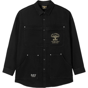 BOYLONDON潮牌上衣男女同款春季个性牛仔长袖衬衫外套N488010