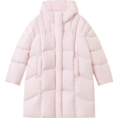 播商场同款粉色中长款龟背羽绒服女冬新款保暖鹅绒服BDS4RD3609