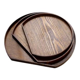 工厂直营木托盘半月形水曲柳合板餐盘日式出水酒水木盘子实木果盘