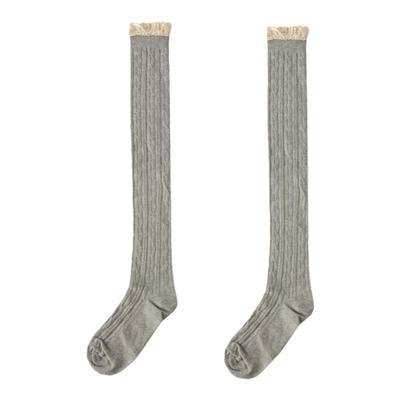 白色过膝袜女秋冬JK花边长筒袜子