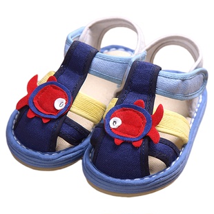宝宝凉鞋夏1-3-4岁小孩布鞋男童布凉鞋室内透气防滑家居鞋老北京