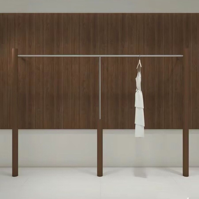 服装店展示架上墙挂衣杆衣架色货架胡桃实木女装陈列架专用店落地