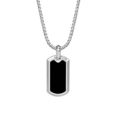 mustkoo/玛诗杜军牌项链黑玛瑙吊坠小众男士项链无事牌送男友礼物