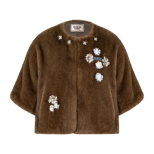 【年货狂欢季】4MILE BY KSMILE 重工钉珠保暖两件套仿貂绒短外套