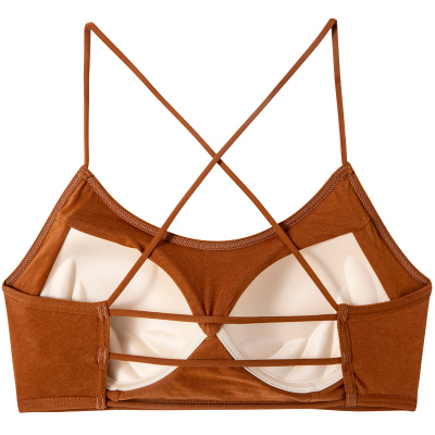 一体式内衣超细肩带交叉带纯棉