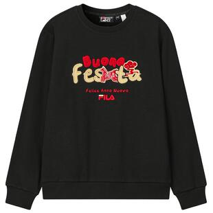 FILA马上起飞抓马卫衣斐乐情侣套头卫衣26春新年男女同款红色上衣