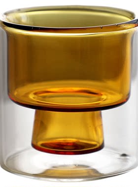 高硼硅玻璃双层隔热带彩内胆茶杯
