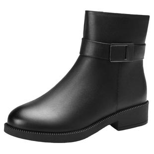 际华3515强人女士棉靴冬季加绒加厚保暖高帮棉皮鞋真皮短筒马丁靴