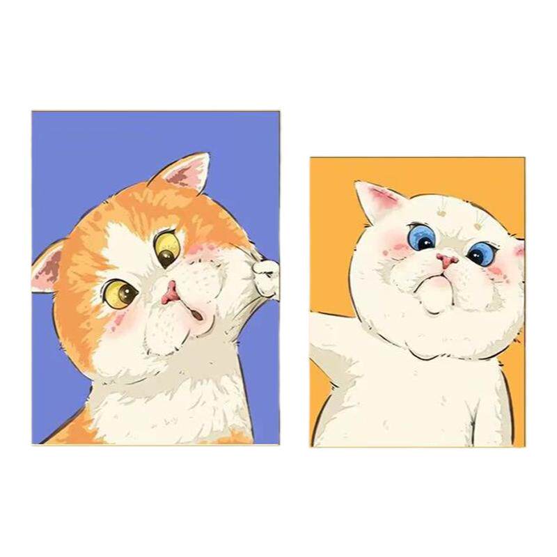 情侣猫咪头像个性治愈系装饰画