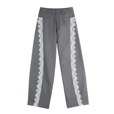 小众设计感蕾丝拼接西装裤女