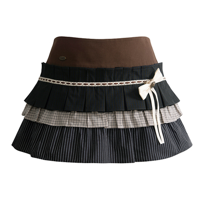 UNIFREEPLUS大码格纹半身裙短裙