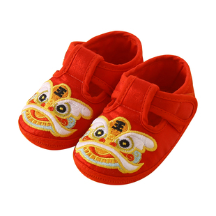 中国风透气学步鞋鞋子婴儿鞋绣花狮虎鞋布鞋