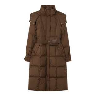 白鹿语气质立领长款羽绒服冬款时髦可拆卸帽子腰带收腰加厚外套女