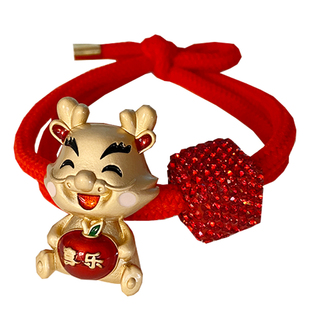 新年红头绳本命年发饰秋冬红色发绳龙年皮筋扎头丸子发圈皮套头饰