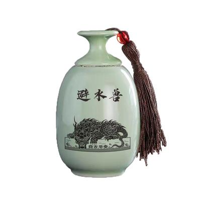 避水兽卫生间陶瓷瓶摆件荷花净秽