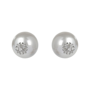 DIGU前后式微镶闪钻十字架珍珠耳环轻奢高级感耳钉法式复古风耳饰