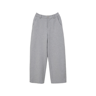 忘城H1486座/玉兰绽放/26春新款空气层加厚直筒灰色卫裤宽松长裤