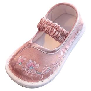 2025新款女童汉服绣花鞋宝宝布鞋春季手工1一3岁千层底儿童古装鞋