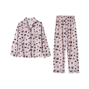 甜美豹纹kitty真丝睡衣女2026新款秋冬季桑蚕丝家居服送女友礼物