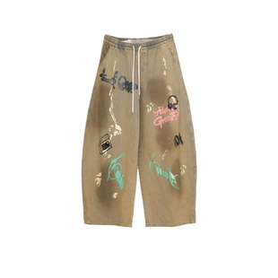 CBXLAB儿童街舞潮牌废土嘻哈涂鸦做旧牛仔裤美式街头JAZZ运动潮酷