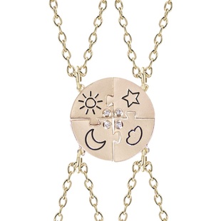 好朋友闰蜜项链四人姐妹拼接吊坠挂件女学生简约镶钻挂饰饰品礼物