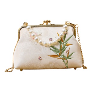 潮流刺绣竹子手提包夹口包蜀绣单肩包斜挎女包送朋友闺蜜礼物