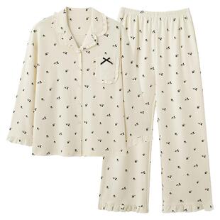 都市丽人纯棉女士长袖睡衣甜美波点25年新款春秋可外穿家居服套装