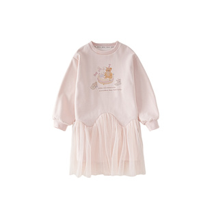 皇室童缘女童连衣裙2026春新款中大童拼接卫衣裙儿童纱裙女宝裙子