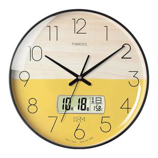 TIMESS钟表挂钟客厅家用时尚时钟挂墙现代简约万年历电子石英轻奢
