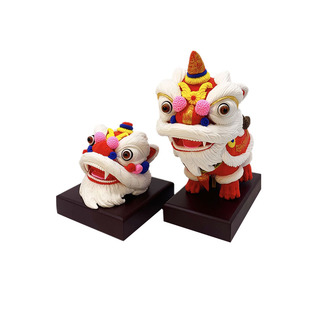 伴手礼醒狮非遗面塑中华文化喜庆摆件小礼品团建活动开业礼物手工