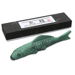 鲤鱼镇纸镇尺 创意金属摆件笔搁可爱书法学生初学铸铁 文房四宝