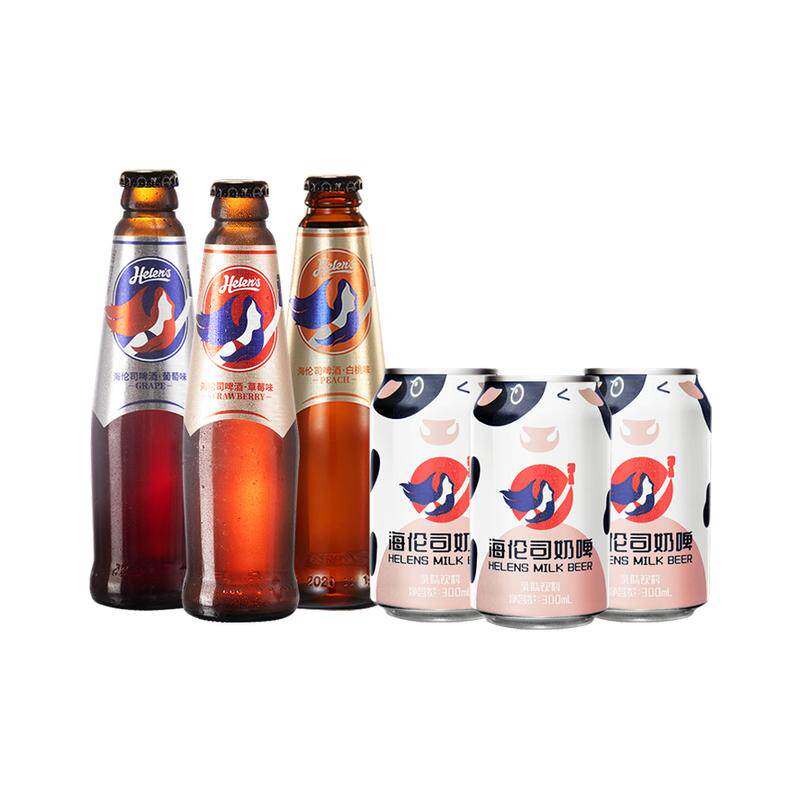 Helens海伦司夏日微醺套餐果啤236ml*4瓶奶啤300ml*2罐低度小啤酒