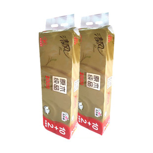 清风金装2000克卷纸卫生纸4层原生木浆实心大卷纸短款